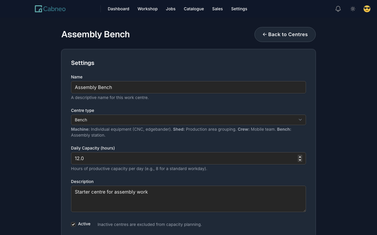 Manage centre workstations